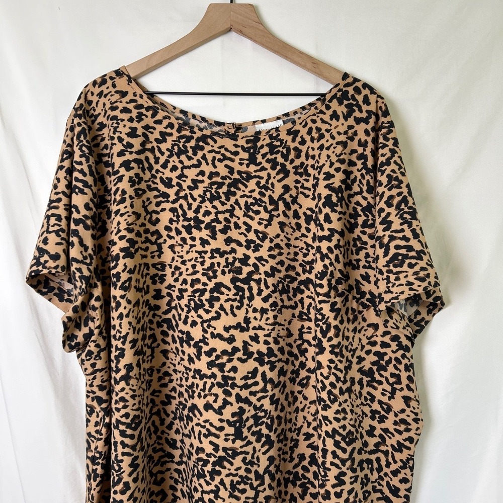 Ava & Viv Womens Leopard Print Blouse Plus Size 4X Workwear Business Casual